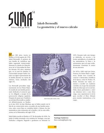 Jakob Bernoulli - SUMA Revistas de matemáticas