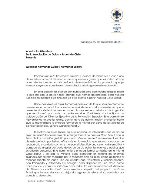 Carta del Presidente Nacional - Asociación de Guías y Scouts de ...