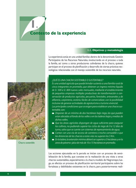 Acondicionamiento de la chacra productiva sustentable en las