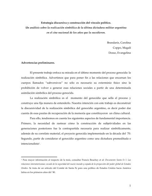 Estrategia discursiva y construcción del vínculo político. Un análisis ...