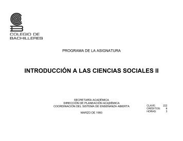 Introducción a las Ciencias Sociales II - Colegio de Bachilleres