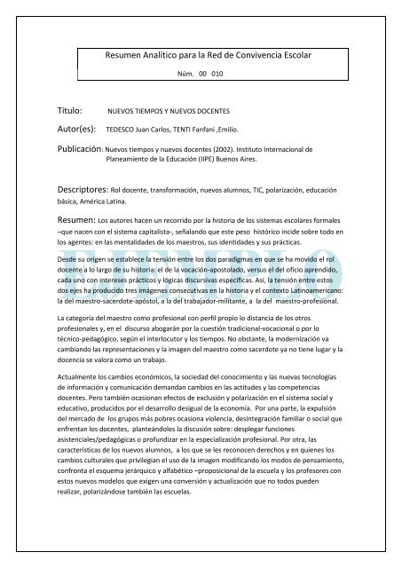 10 Nuevos tiempos y nuevos docentes.pdf - Red Latinoamericana ...