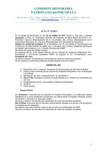 acta de reunión plenaria - nº 14/2011 - Rehabilitacioncnrp.org