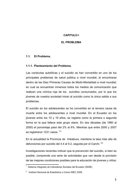 CAPITULO I EL PROBLEMA 1.1. El Problema. 1.1.1. Planteamiento ...