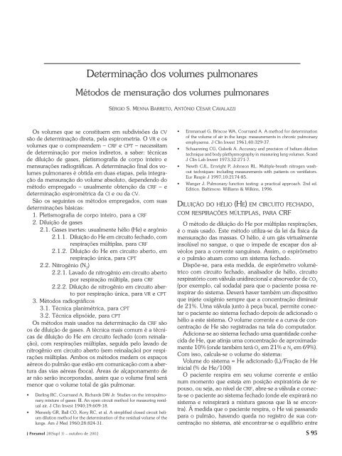 Determinação dos volumes pulmonares - Jornal Brasileiro de ...
