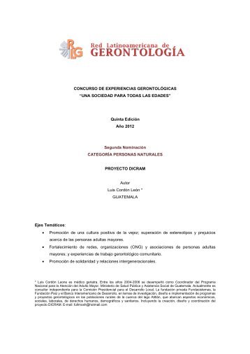 Proyecto DICRAM - Red Latinoamericana de Gerontología