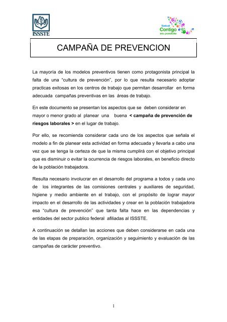 CAMPAÑA DE PREVENCION - issste