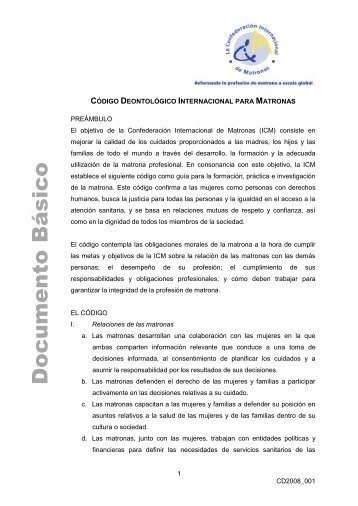Código Deontológico Internacional para Matronas - International ...
