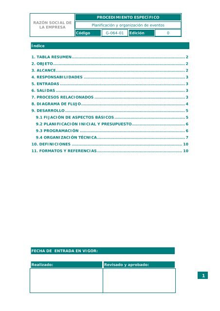 PROCEDIMIENTO ESPECÍFICO Planificación y ... - BIC Galicia