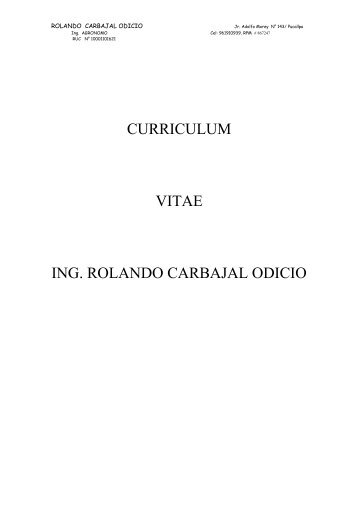 curriculum vitae ing. rolando carbajal odicio - Red Innovagro