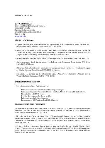 Dra. Laura Melendo - Universidad Camilo José Cela