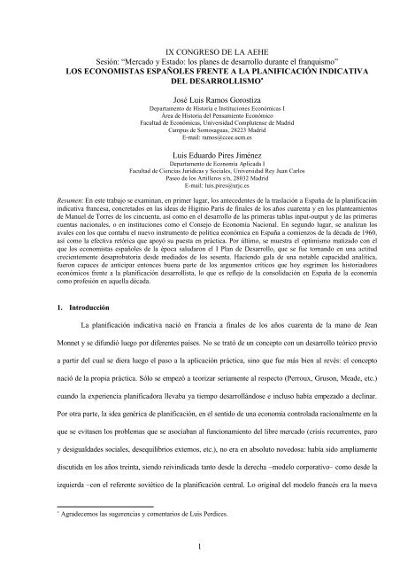 Los economistas españoles frente a la planificación indicativa del ...