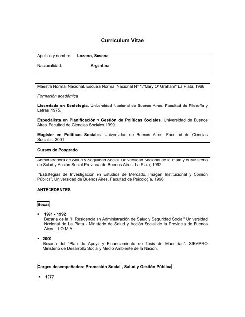 Curriculum Vitae - Patronato de Liberados Bonaerense - Gobierno ...