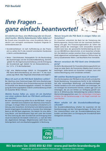 Ihre Fragen ... ganz einfach beantwortet! - PSD Bank Berlin ...