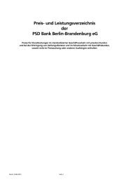 Preis- und Leistungsverzeichnis - PSD Bank Berlin-Brandenburg eG
