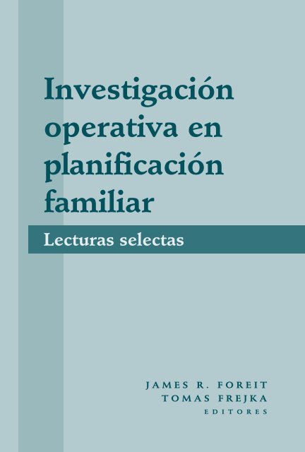 Investigación operativa en planificación familiar: Lecturas Selectas