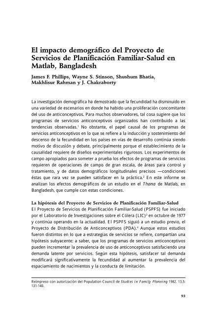 Investigación operativa en planificación familiar: Lecturas Selectas