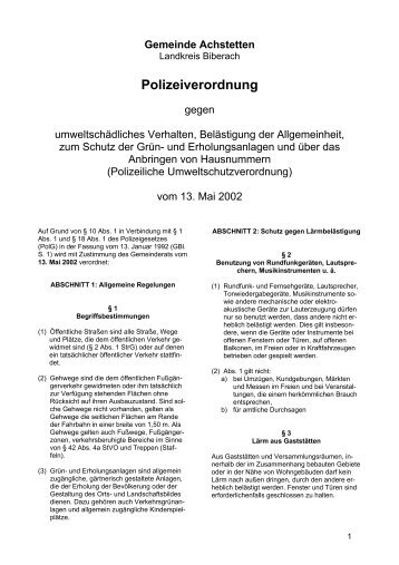 Polizeiverordnung - Achstetten