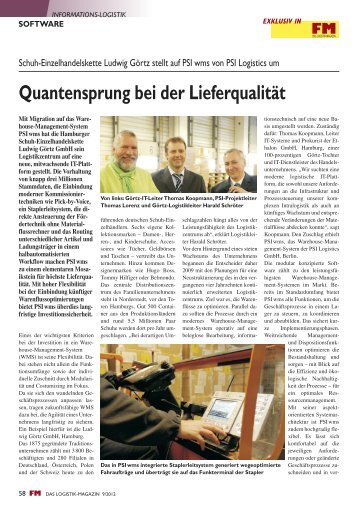 Quantensprung bei der Lieferqualität - PSI Logistics GmbH