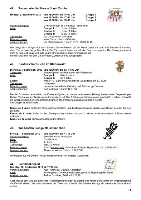 Sommerferienprogramm 2012 - Achstetten