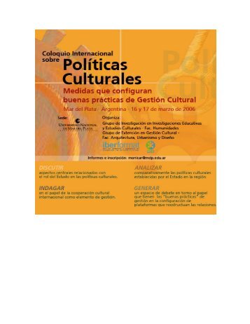 Conclusiones del Coloquio Internacional sobre Políticas Culturales ...