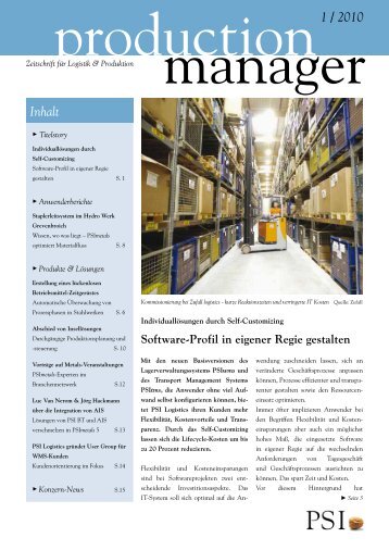 production manager 1/2010 - PSI Logistics GmbH