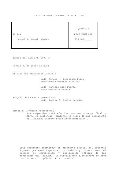 2003 TSPR 125 - Rama Judicial de Puerto Rico