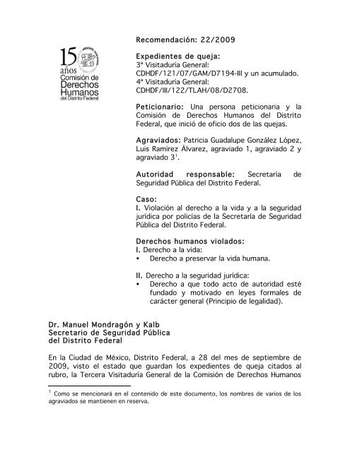 22/2009 - Secretaría de Seguridad Pública del Distrito Federal ...