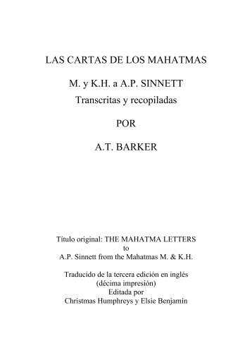LAS CARTAS DE LOS MAHATMAS - Sociedad Teosófica Española