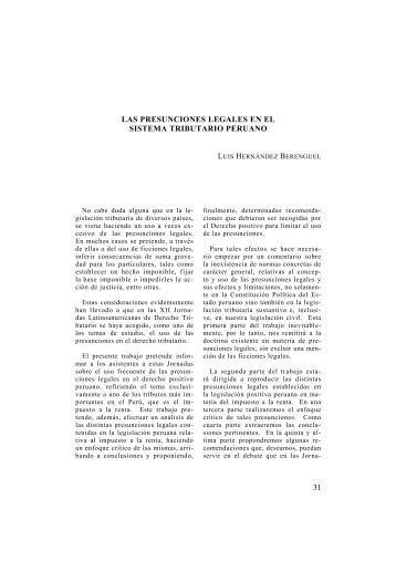 Las presunciones legales en el Sistema Tributario peruano - IPDT