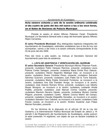 Ayuntamiento de Guadalajara Acta número ochenta y seis de la ...