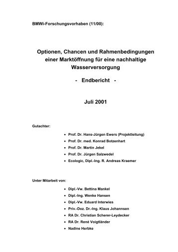 Optionen, Chancen und Rahmenbedingungen ... - Ecologic Institute