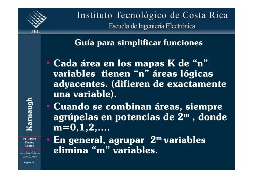 Simplificación de funciones lógicas utilizando Karnaugh