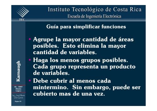 Simplificación de funciones lógicas utilizando Karnaugh