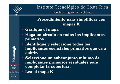 Simplificación de funciones lógicas utilizando Karnaugh