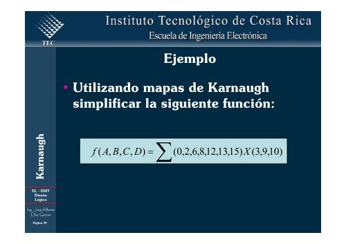 Simplificación de funciones lógicas utilizando Karnaugh