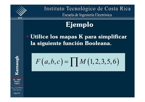 Simplificación de funciones lógicas utilizando Karnaugh