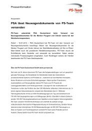 PSA lässt Neuwagendokumente von PS-Team versenden