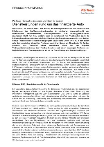 Angebote für den Bankbereich - PS-Team