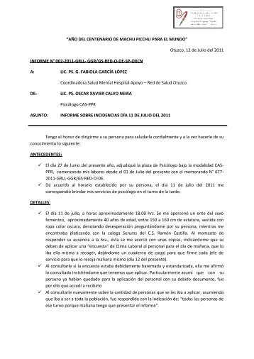 Otuzco, 12 de Julio del 2011 INFORME N° 002-2011-GRLL- GGR ...