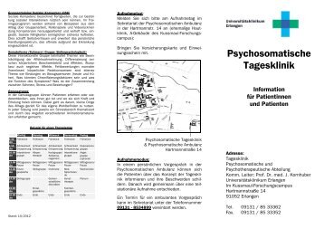 Faltblatt der Tagesklinik - Psychosomatik - Universitätsklinikum ...