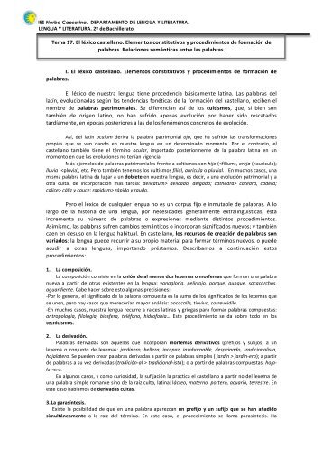 Tema 17. El léxico castellano - Bitácora del Departamento de ...