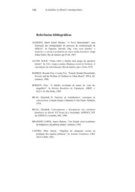 as famílias no brasil contemporaneo eo mito da desestruturaçao