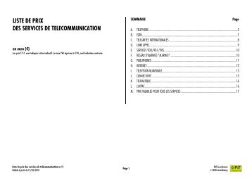 Liste de prix des services de tlcommunication - Luxembourg