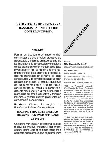 Estrategias de enseñanza basadas en un enfoque constructivista.