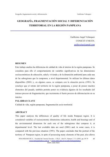 geografía, fragmentación social y diferenciación territorial - cienciared