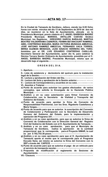 Acta No. 17. Fracc. VI - Tamazula de gordiano