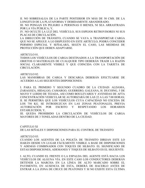 Reglamento de Tránsito Municipal para San Luis de la Paz. 26 ...