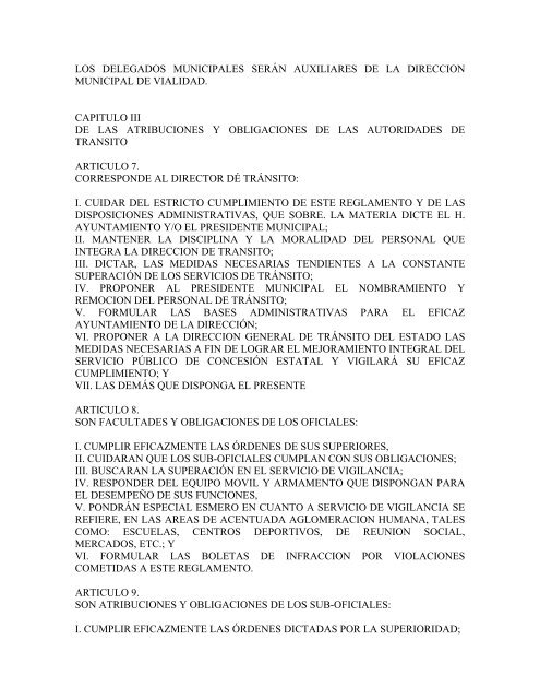 Reglamento de Tránsito Municipal para San Luis de la Paz. 26 ...