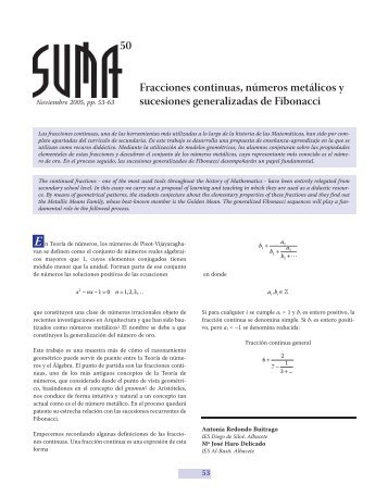 Fracciones continuas, números metálicos y sucesiones ...